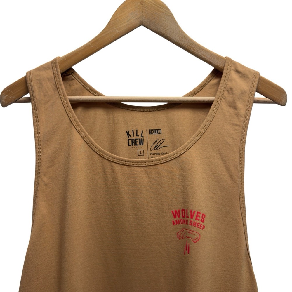 Kill Crew x Porrada Series Men's Large Wolves Among Sheep Brown Gym Tank Top euc